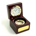 Navigator Clock w/ Compass in Wood Box